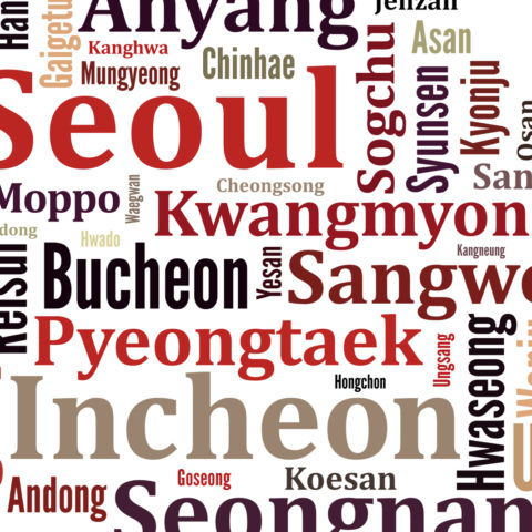 Korea map made from city names