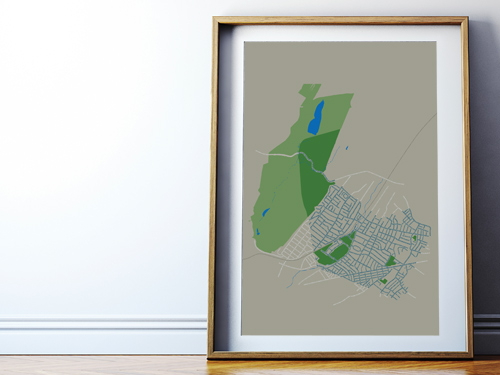Maplewood NJ typography map art print with street names