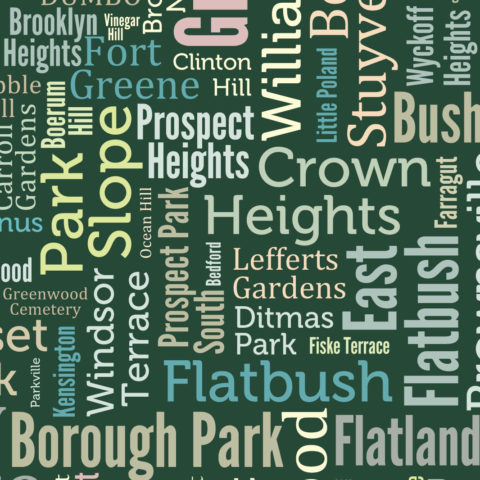 New York City typography map art print town names