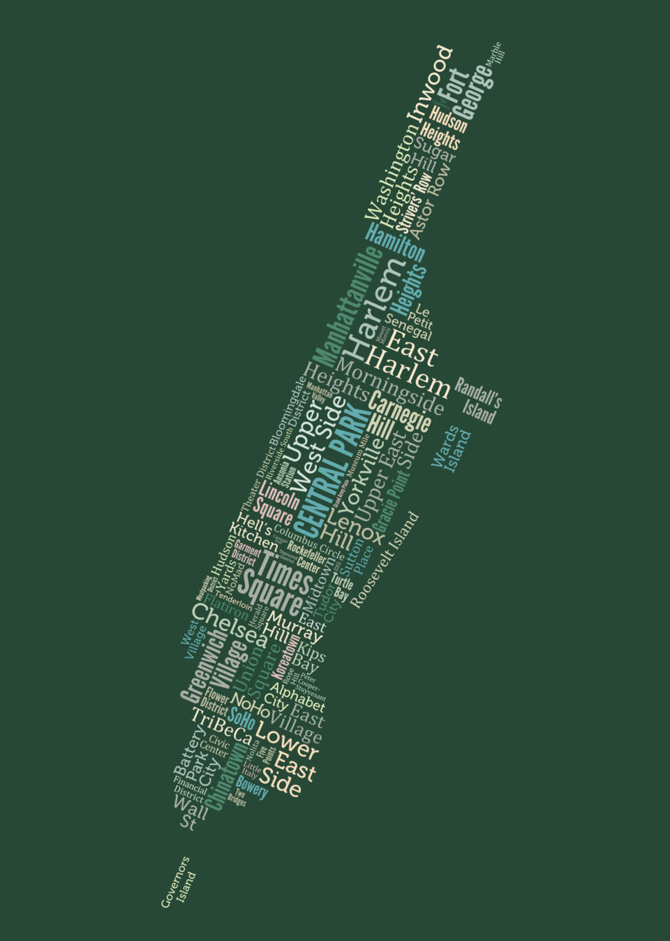 Manhattan Typography Map Art Print