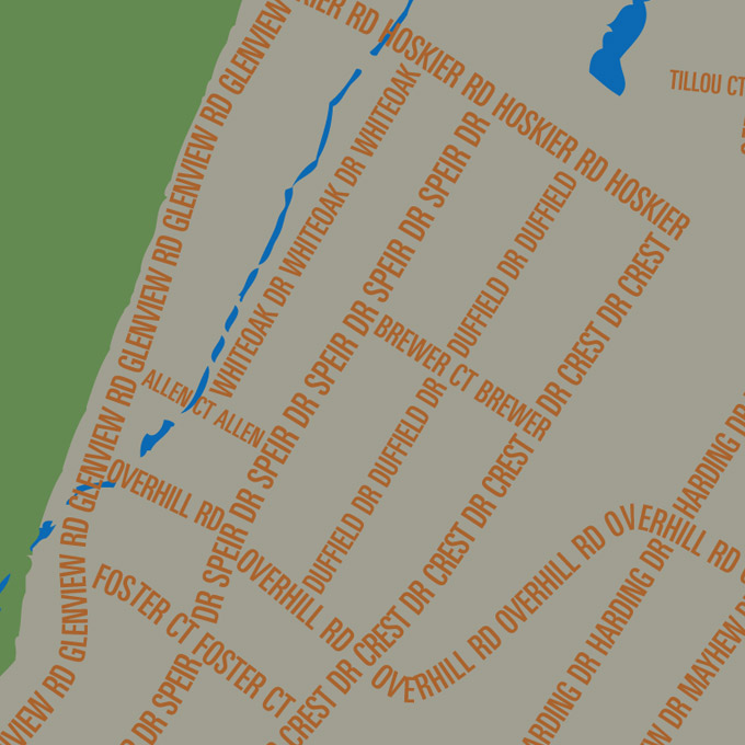South Orange NJ typography map art print with street names