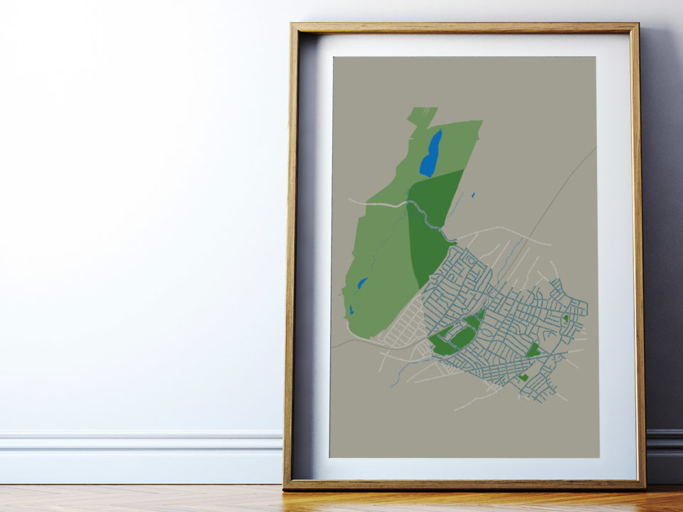 Maplewood NJ typography map art print with street names